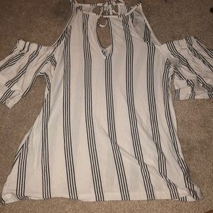 Striped, cutout sleeve top from American eagle